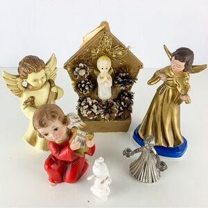 Vintage Christmas Angel Mixed Lot Napco Inarco Ceramic Candle Holder Figurines